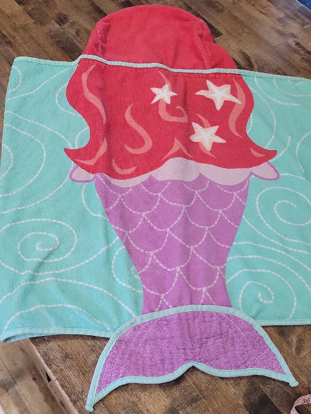 Kids Mermaid Hooded Towel - Aqua, Pink, Purple, Coral